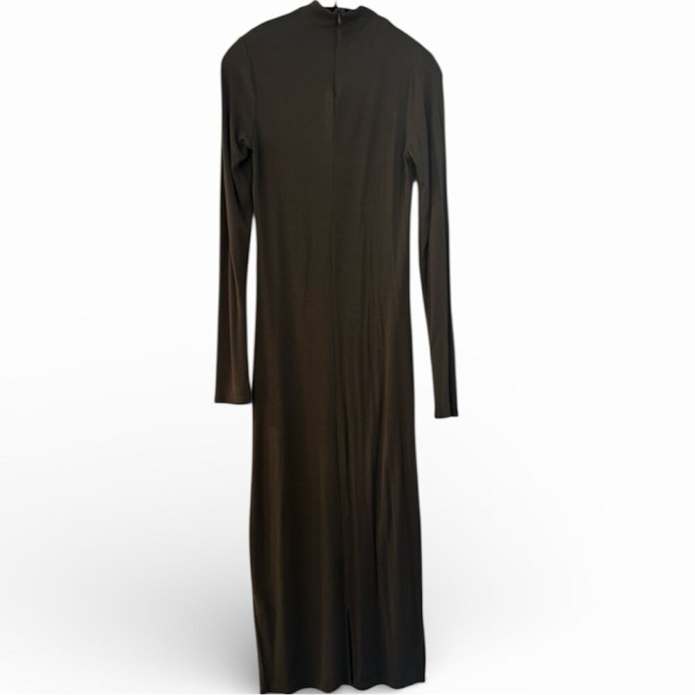 JOAH BROWN MOCK NECK MIDI DRESS MINERAL OLIVE GREEN M/L - Picture 4 of 4